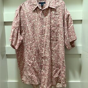 Banana Republic Men's Casual Pink Floral linen Shirt